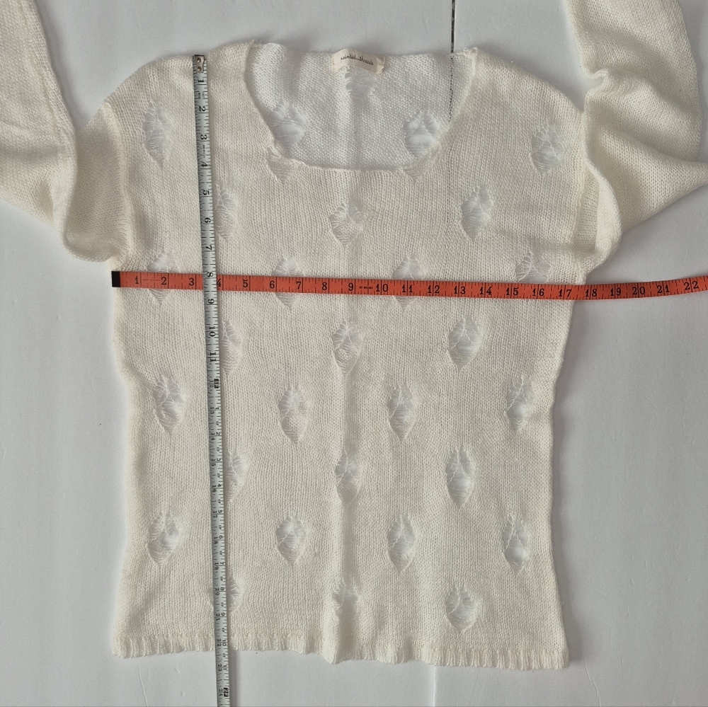 Painted Threads Open Knit Sweater Women's S Ivory Pullover L/S Semi Sheer Soft - Picture 7 of 8